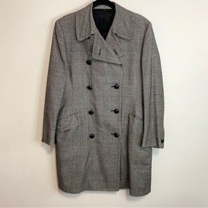 Vintage Plaid Trench Coat Double Breasted Lined